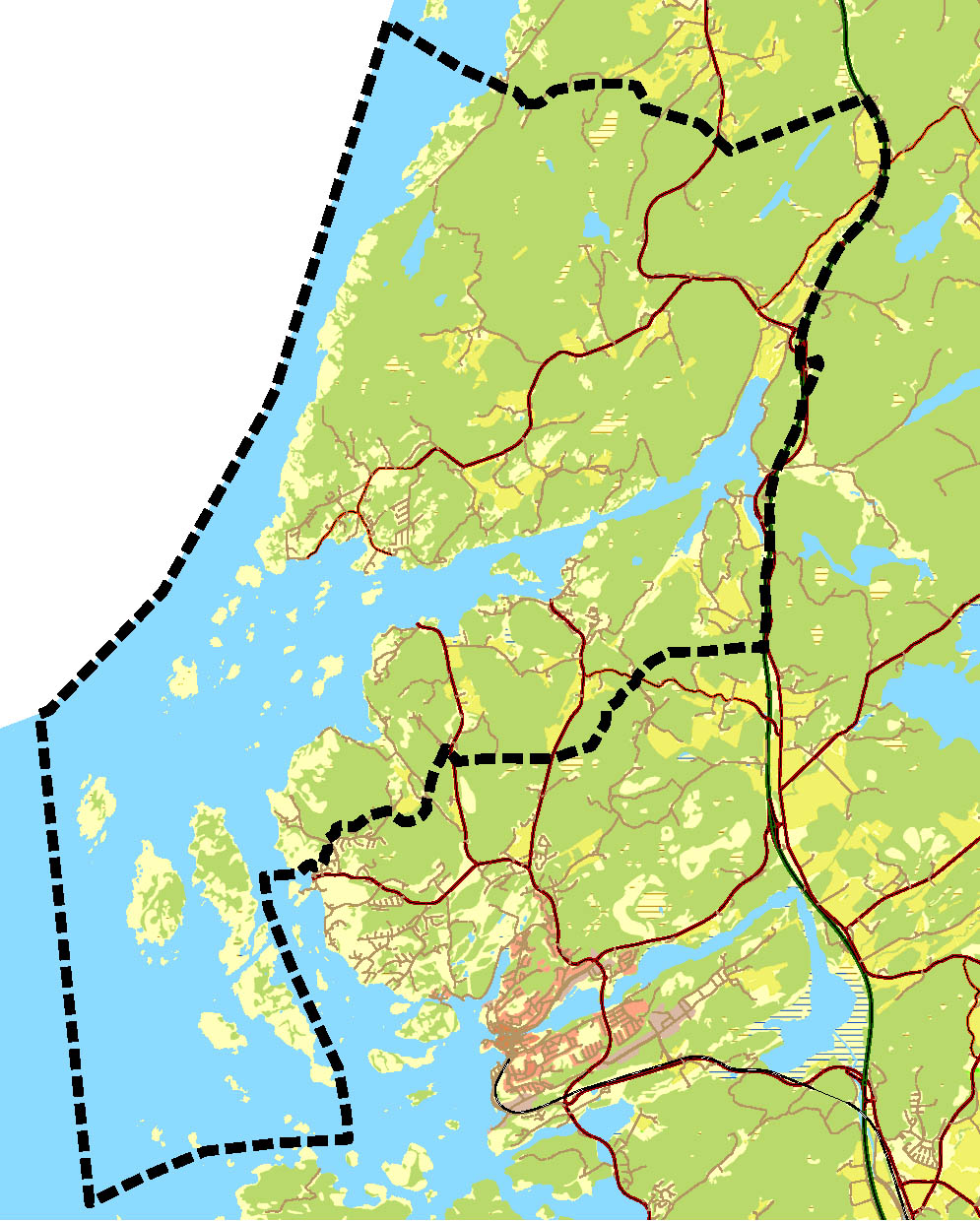orienteringskarta över norra kustområdet