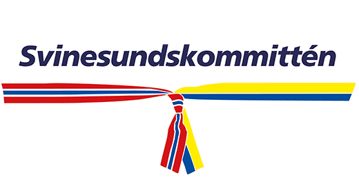 Svinesundskommitténs logo med band i svenska och norska flaggan.