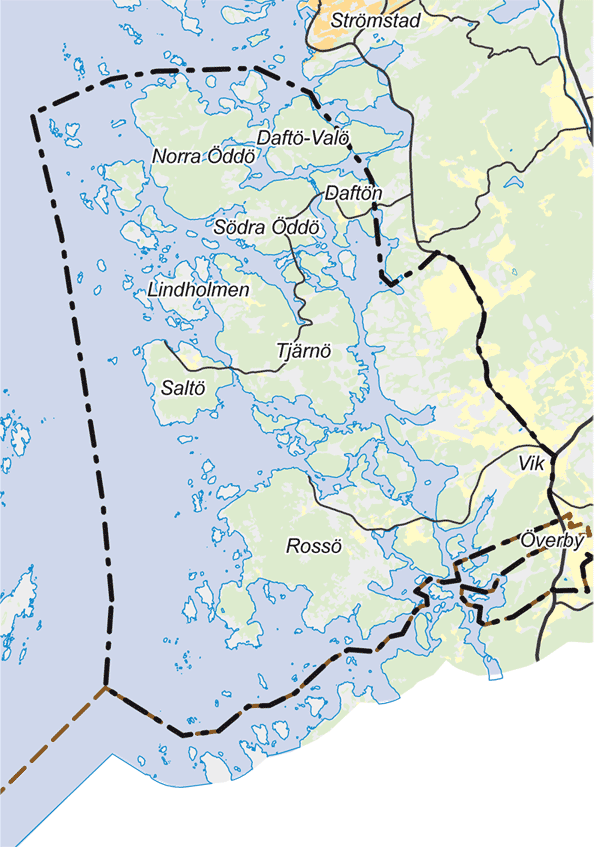 Karta över fördjupad översiktsplan för Södra Kustområdet
